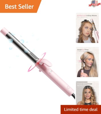 Effortless 8-Minute Beach Waves with 1-Inch Automatic Curler - Pink Design
