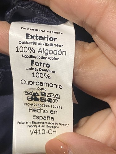 Carolina Herrera BLAZER corduroy jacket coat lined Womens Navy Blue Size 38 - Picture 8 of 9