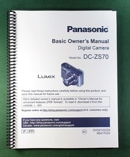 Panasonic DC-ZS70 Instruction Manual: 72 Pages Full Color  Clear Covers 