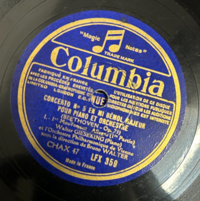 WALTER GIESEKING - BRUNO WALTER  / BEETHOVEN concerto no 5 COLUMBIA LFX 359/63