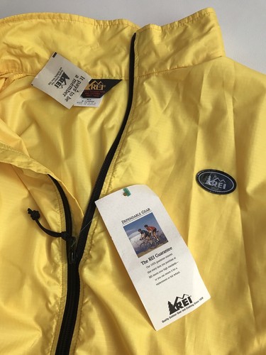 VTG 90s REI Cycling Headwind Windbreaker Yellow Jacket Full Zip XL USA Made NOS - Picture 4 of 11