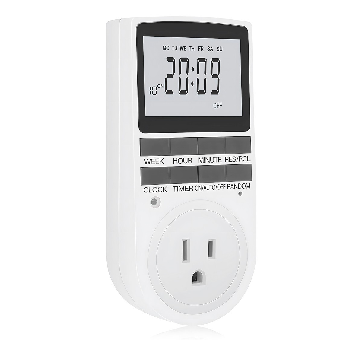 7 Day Digital LCD Electric Programmable Dual Outlet Plug In Clock Timer ...