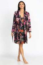 Johnny Was Pocca Sleep Robe Home Lounge Sleepwear Black Long Sleeve Large NEW