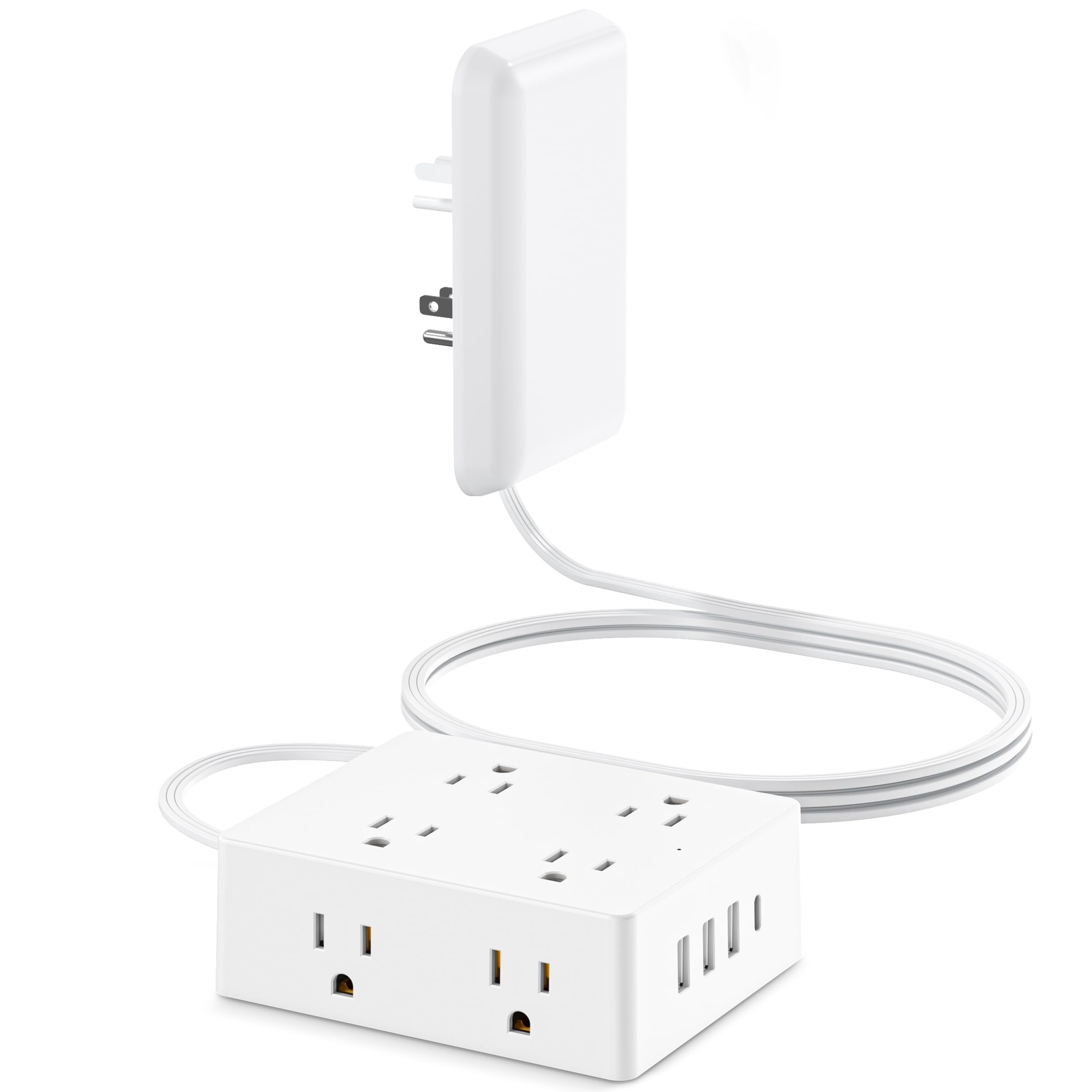 Flat Extension Cord with Outlet Cover, Olcorife Flat Plug Power Strip with 8 ...