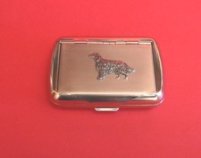 Irish Setter Motif Tobacco Tin Trinket Box Gift Vet Dog Christmas Gift