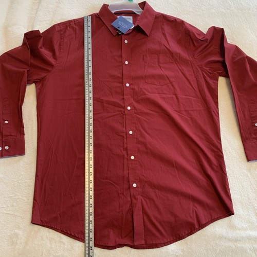Mens Red Croft & Barrow Easy Care Long Sleeve Striped Button Up Shirt XL Tall - Picture 10 of 11