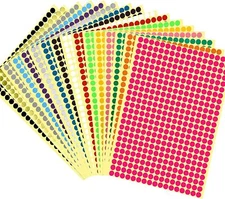 6528 Pieces Colored Dot Stickers, 1/4" Small Color Labels Coding Circle round Co