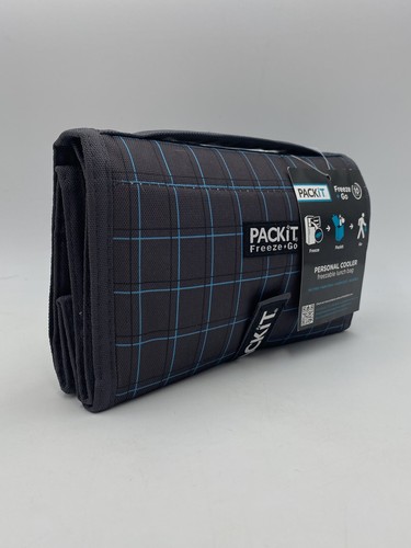 NEW Packit Freeze + Go Freezable Foldable Lunch Bag Personal Cooler Gray Plaid. - Picture 11 of 17