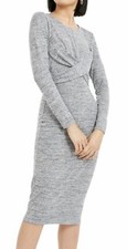 New Bar III Womens  Gray Size XXL Plus Twist Front Long Sleeve Sheath Dress