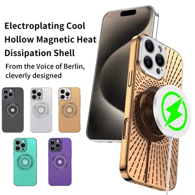 For iPhone 16 Pro Max Heat Dissipation Case Breathable Luxury Shock Protection