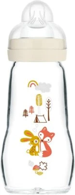 MAM Feel Good Glass Bottle 1 Pack 260ml Mam Bottle with Medium Flow NEW