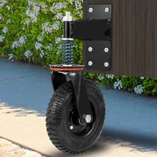 Heavy Duty Spring-Loaded Wood And Chainlink Gate Caster Wheel W/ 600lb Capacity