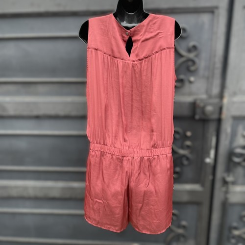 BCBGMAXAZRIA Womens Medium playsuit Mikah Satin Break Romper Pink Orange - Picture 6 of 12