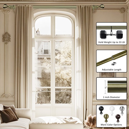 1" Kugel verstellbar Doppel Gardine Gardinenstange Set, 28"-48"/48"-84"/84"-120" - Bild 28 von 31