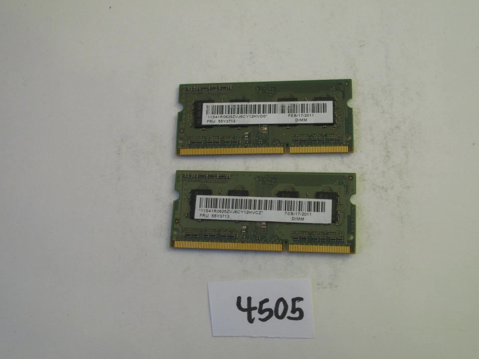 Samsung 2x2Gb=4Gb 1333Mhz PC3-10600 DDR3 SODIMM laptop memory RAM (4505) - Image 2 of 2