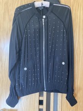 Womens Genuine Just Cavalli Black Embelished Stud Bomber Jacket Size 44 Rrp £205