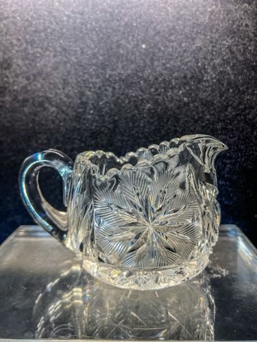 Antique American Brilliant Period Creamer Hand cut Crystal Glass - Picture 3 of 5
