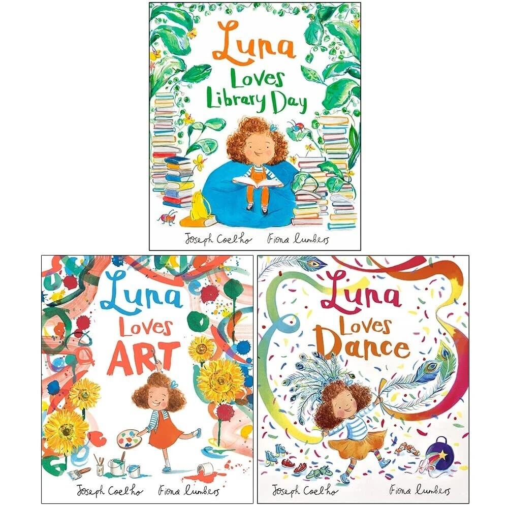 Joseph Coelho Luna Loves Series 3 Books Collection Set Luna Loves Art, Library