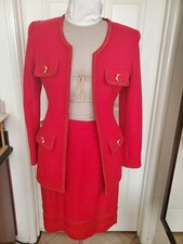 Ladies Red Two Piece Business Suit Winter Weight