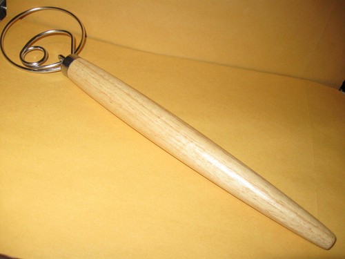 New WIRE DOUGH WHISK w/ Wood Handle 13" bread making kitchen tool metal wooden - Picture 3 of 7
