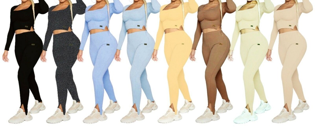 Ladies PLT Shape Bottoms Womens 1pcs Loungewear Yoga Gym split hem