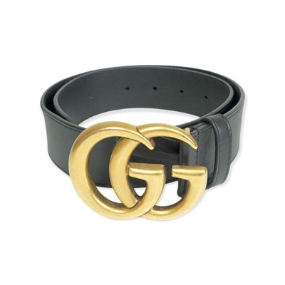 Autentico Gucci Oro Doppio LOGO GG Fibbia Cintura in pelle misura 65 LUSSO  VINTAGE | eBay