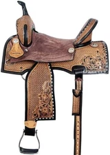 Western Barrel Racing Horse Saddle Premium Leather  with tack set 10'' to 18' in