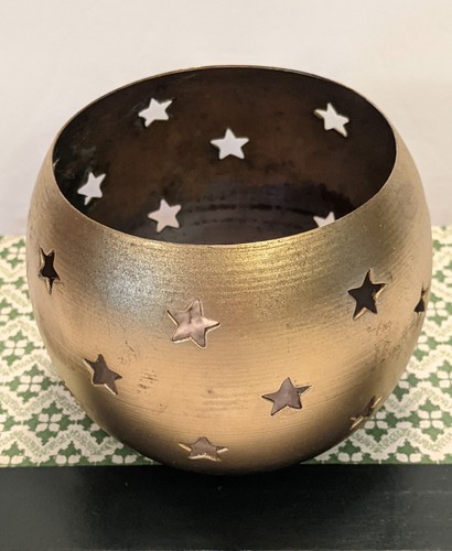 Gold Star Metal Votive Candle Holder 4 inches x 3 inches - Picture 2 of 2