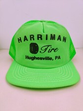 Vtg USA MADE Neon Harriman Tire PA Trucker Hat Snapback Cap Vintage New NOS
