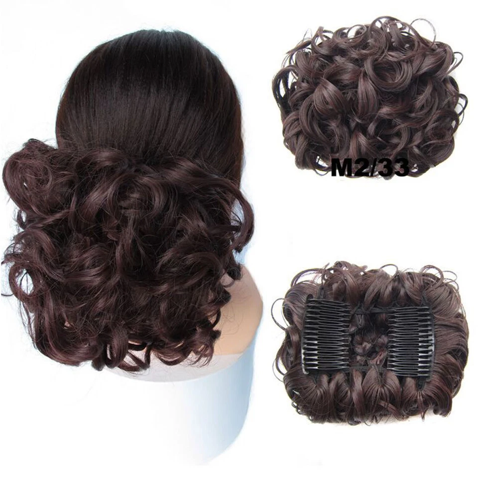 MEGA GRANDE GRUESO Moño Desordenado Moño Updo Clip en Extensiones de Cabello COMO REAL EE. UU. Foto 3 de 4
