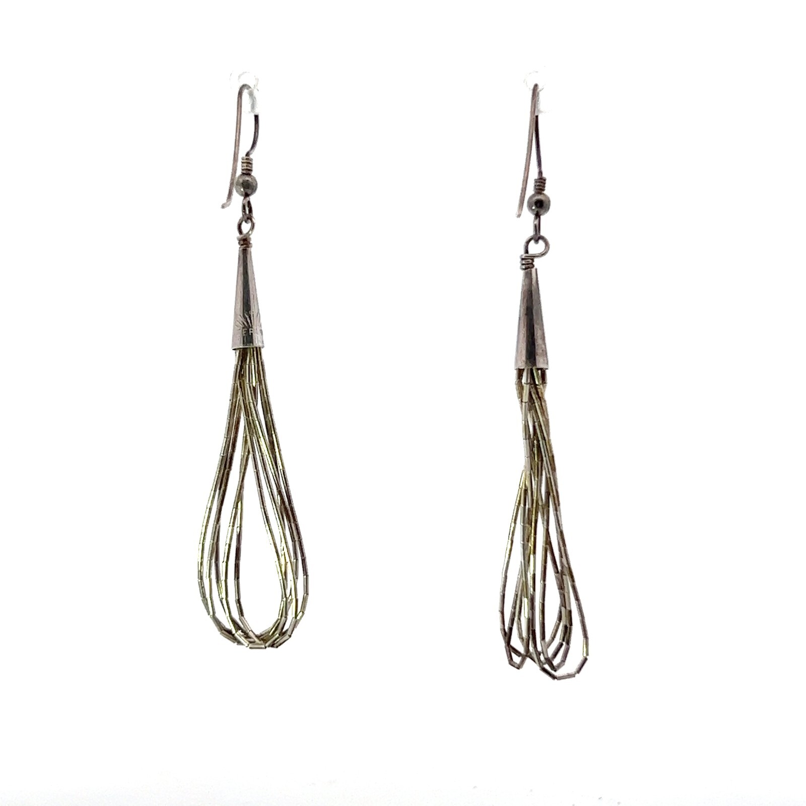 Sterling Silver Multi-String Wire Dangle Earrings - image 3