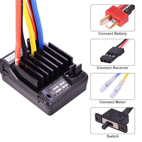60A Brushed ESC Waterproof Speed Controller for 1/10 RC Car 2S LiPo Battery - Picture 9 of 11