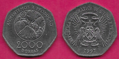 SAO TOME E PRINCIPE 2000 DOBRAS 1997 UNC 1 YEAR TYPE,COMMEMORATIVE