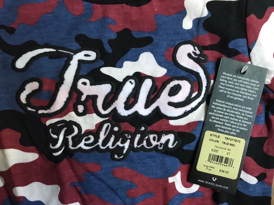 Camiseta True Religion True Roja Blanca y Azul Serpiente Camuflada Niños 2T *NUEVA* $39 Foto 4 de 4