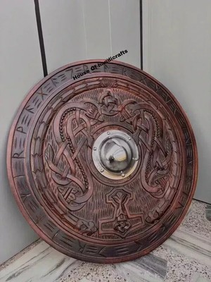 Medieval Shield Viking Shield 24'' Wooden Shield Heavy Metal Norse Gift Handmade
