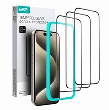 ESR 3 Pack for iPhone 15 Pro Max Screen Protector 3 Black Edge Tempered-Glass...