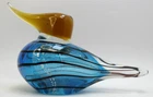 Vintage Figural Murano Art Glass Duck Blue Silver Amber -Whio, Cayuga, Blue Duck