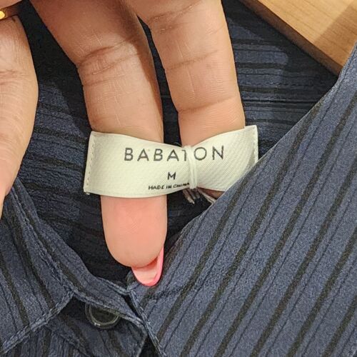 Babaton academy silk blouse Relaxed silk button-up shirt total eclipse/black MED - Picture 7 of 21