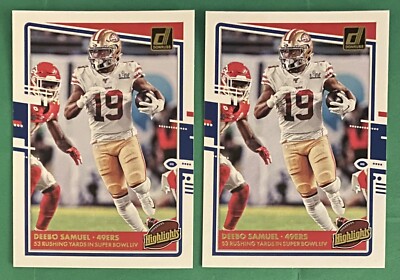 Lot (2) 2020 Panini Donruss Highlights Deebo Samuel #H-DS San Francisco 49ers