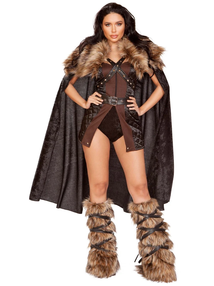 4pc Northern Warrior Costume Medium / Black/Brown