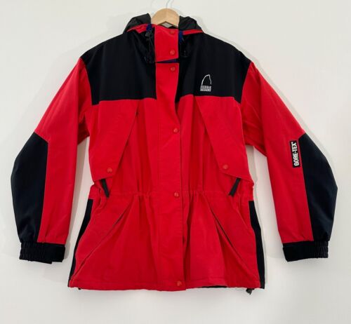 Vintage 90s Sierra Designs Women's Hooded Gore-Tex Shell Ski Jacket Canada Red