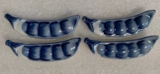 Set of 4 Pea Pod Chopstick Rests Vintage Made in Japan Blue Peapod Bean 3"