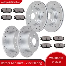 Drilled Front Rear Brakes Rotors Pads Kit for Toyota Camry Avalon Lexus ES 300H