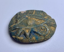 Antique 1930s Egyptian Revival Faience Pottery Eye Of Horus Amulet / Talisman