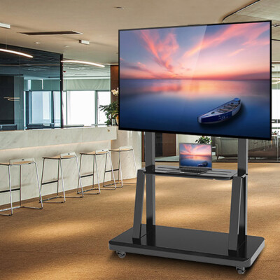 Solid Mobile TV Trolley Rolling TV Floor Stand Mount Universal Flat Panel 40-100