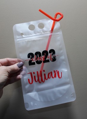 Personalized Clear Stand-Up Reclosable Zipper Drink Pouches for Adults and Kids.