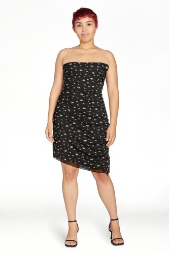 No Boundaries Ruched Mesh Black Tube Dress Juniors Plus Size XXXL (21)