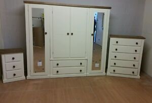 Handmade Aylesbury Next Ivory Dark Oak 3 Piece Bedroom Furniture Set On Offer Ebay