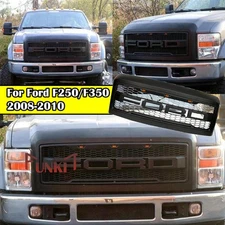 Raptor Style Grille For 2008 2009 2010 Ford F250 F350 Front Bumper Hood Black