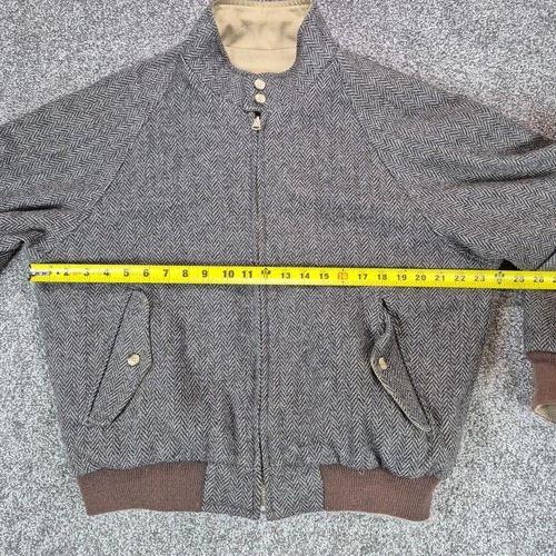 Vintage Lands End Jacket Mens Large Wool Reversible Herringbone Bomber USA Made image 6